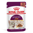 Royal Canin Sensory Taste in Gravy for cats, 85g packaging with meaty flavors, designed for feline health and nutrition.