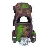 Rusted Car Wreck aquarium ornament with greenish-brown rust patches and vintage charm, perfect for aquariums.