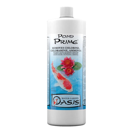 Seachem Pond Prime conditioner bottle, removes chlorine, chloramine, and detoxifies ammonia for decorative ponds.
