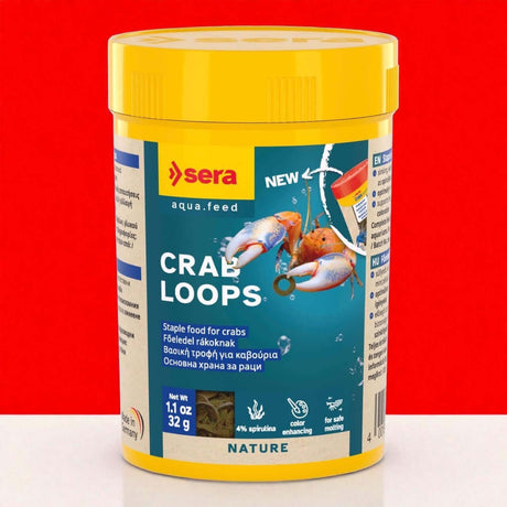 Sera Crab Loops 100ml, staple food for crabs with natural ingredients, supports growth, coloration, and safe molting.