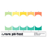 Sera pH Test Kit color chart for measuring pH levels in fresh and marine water, includes range from 4.5 to 9.0.