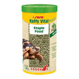 Sera Raffy Vital Nature staple food for herbivorous reptiles, featuring nutritious herb sticks and tablets.