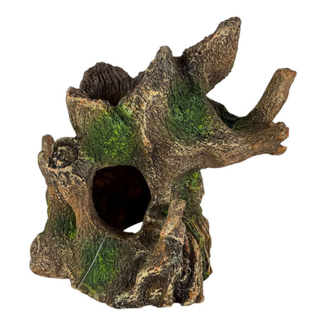 Skew Tree Monster Aquarium Ornament with a gnarled trunk and mossy textures, perfect for enhancing aquatic decor.