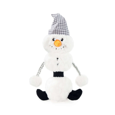 Snoop Snowman plush toy featuring a rosewood design, roped arms, and a squeaker for extra fun during Christmas.
