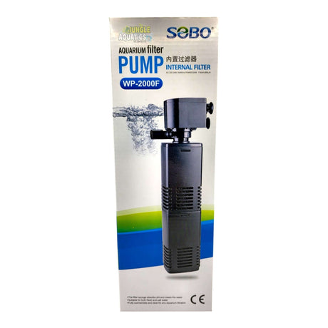 SOBO Aquarium Internal Sponge Filter image showing the WP-2000F model with specifications and features.