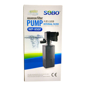 SOBO Aquarium Internal Sponge Filter WP-950F packaging showing product details and suitability for aquariums.
