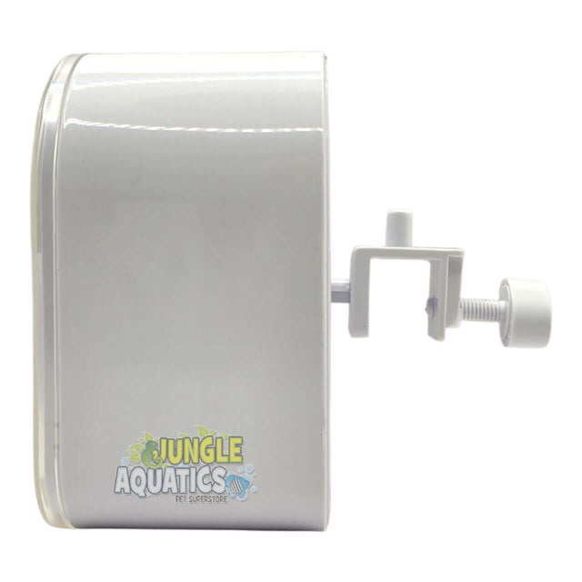 SOBO Timed Auto Fish Feeder DA-06 side view with adjustable clamp for secure attachment