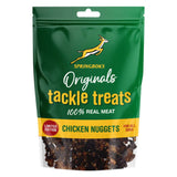 Springboks Tackle Treats Meat Chews for Dogs Chicken Nuggets packaging, 100% real meat dog treats.