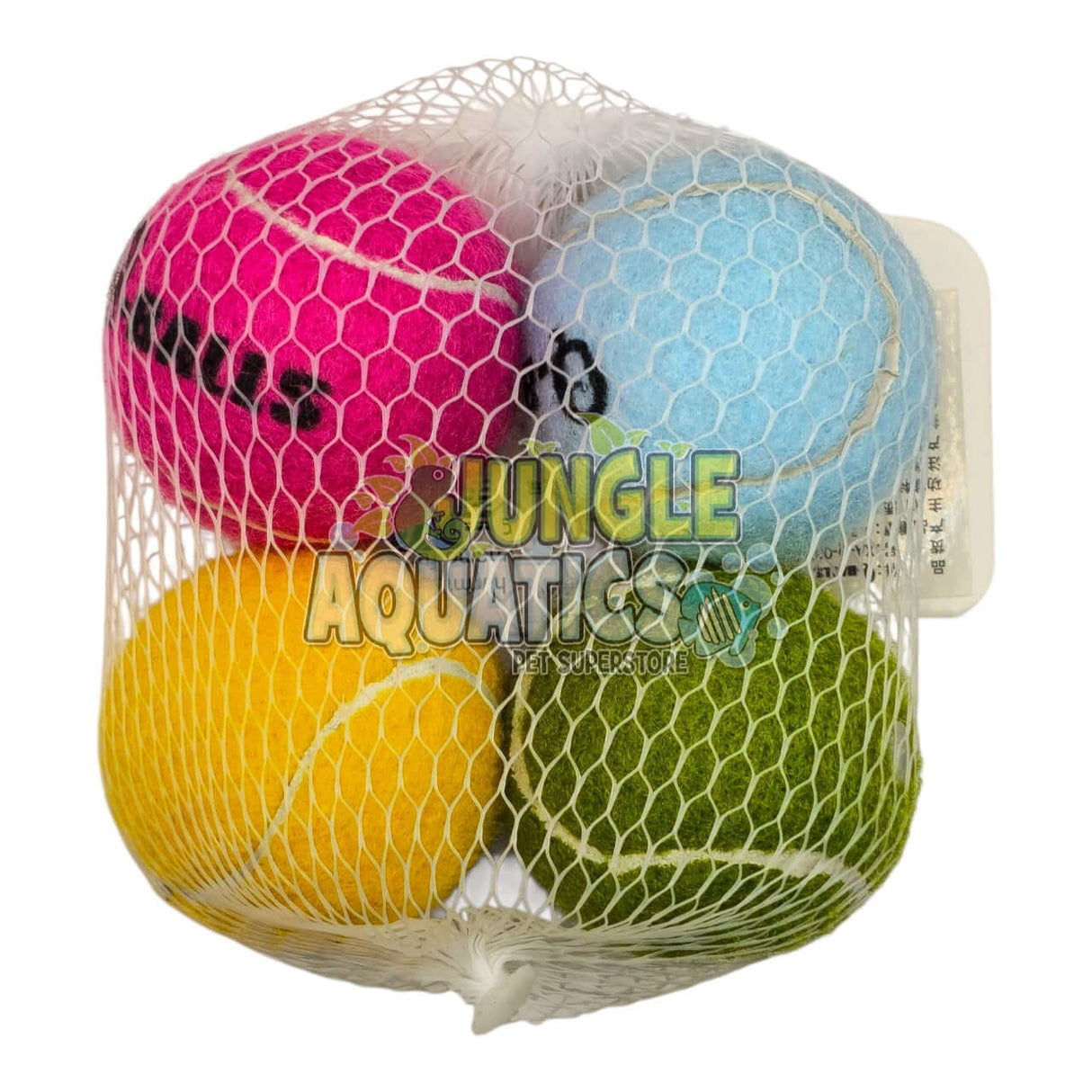 Squeaky Tennis Balls 4 Pack in vibrant colors for dogs, perfect for play and fetch, featuring built-in squeakers.