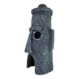 Squidward Mask House Aquarium Ornament in dark gray, textured finish, inspired by tribal art for aquarium decor.