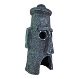 Squidward Mask House Aquarium Ornament in dark gray, featuring a textured stone-like design and large hollow eyes.
