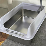 Stainless Steel Cat Litter Box designed for durability and easy cleaning, featuring a rust-resistant stainless steel interior.