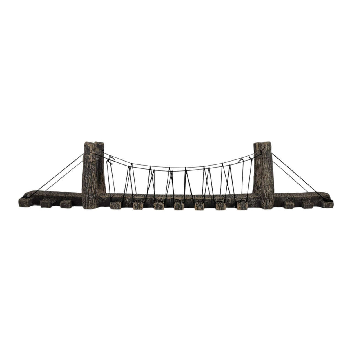 Suspension bridge aquarium ornament with a rustic design, perfect for enhancing underwater landscapes.