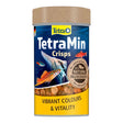 TetraMin Crisps container showcasing vibrant colors, essential nutrients for ornamental fish health and vitality.