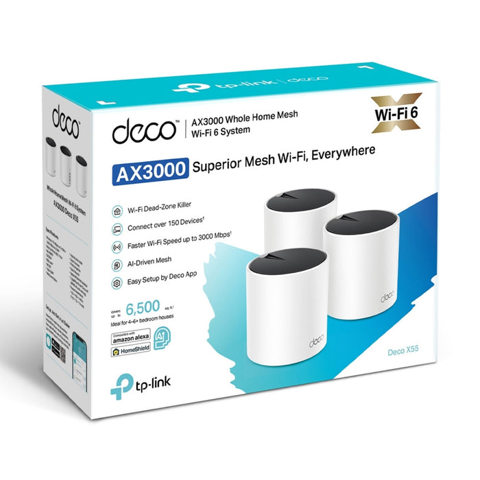 TP - Link Deco X55 AX3000 Whole Home Mesh Wi - Fi 6 System 3 Pack