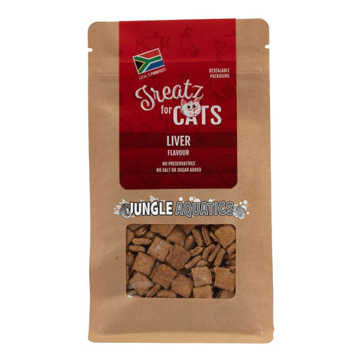 Treatz for Cats liver flavor treats in resealable packaging, featuring no preservatives, salt, or sugar added.