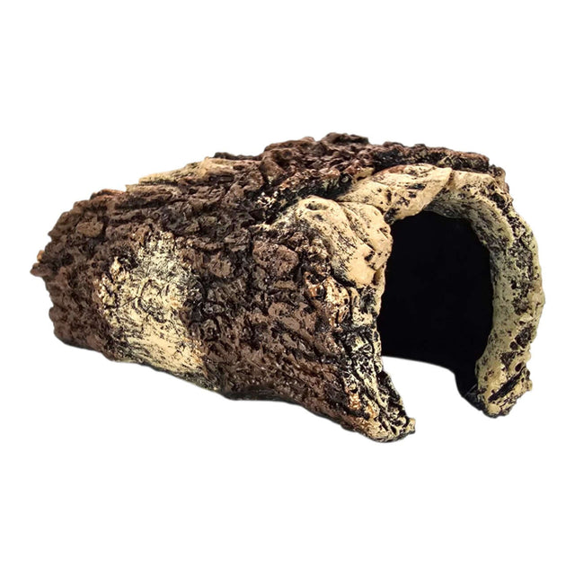 Tree Bark Log Aquarium Ornament featuring realistic bark textures and colors, perfect for aquariums or terrariums.