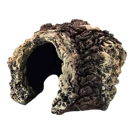 Tree Bark Log Aquarium Ornament with realistic textures in light brown and dark brown colors, perfect for fish habitats.