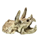 Triceratops skull aquarium ornament in beige tone, textured finish for realistic prehistoric aquarium decor.
