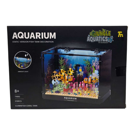 TUOMU Clownfish Coral Tank T4001 aquarium model box with vibrant colors and clownfish decoration.