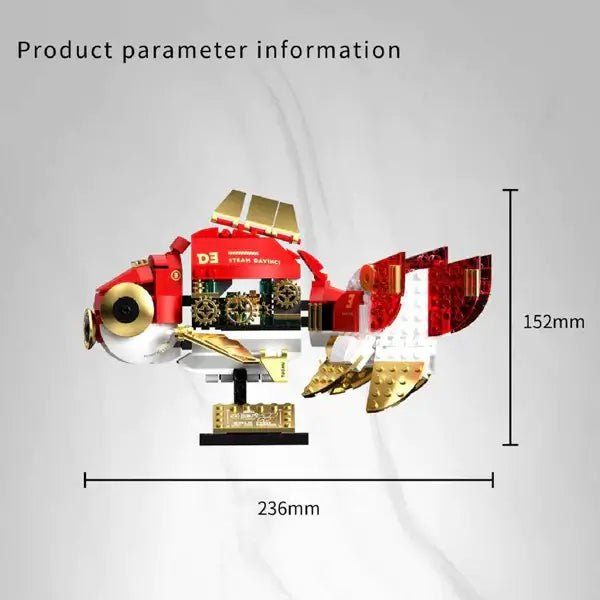 TUOMU Steam Davinci Red Ryukin Goldfish T7004 mechanical model dimensions and details