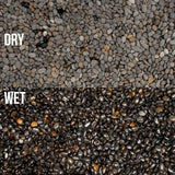 Comparison of UNS Controsand Kona in dry and wet states, showcasing various tones and textures for aquascaping.