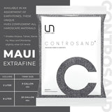 UNS Controsand Maui extrafine natural substrate for aquariums, available in various tones and sizes.
