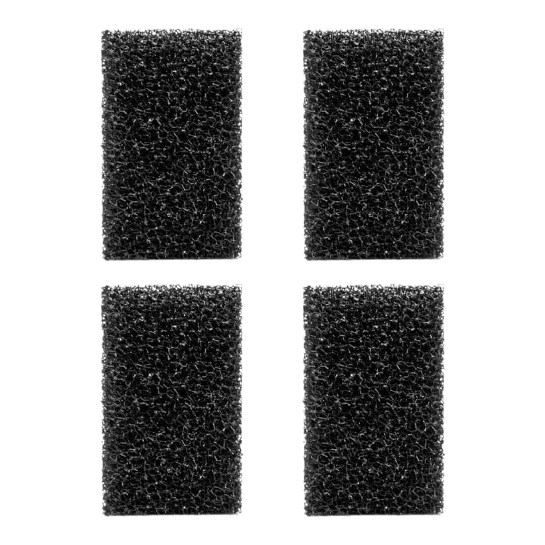 Set of four black filter sponges for aquarium and paludarium filtration systems.