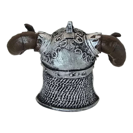 Viking helmet aquarium ornament with detailed horns and textured finish for bold décor.