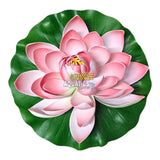 Water Lily Pond Floating Plant in pink and green colors with a hyper-realistic design, perfect for any decor.