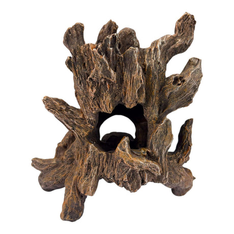 Wise Old Tree Ornament with deep bark textures and detailed roots, ideal for woodland aquarium scenes.