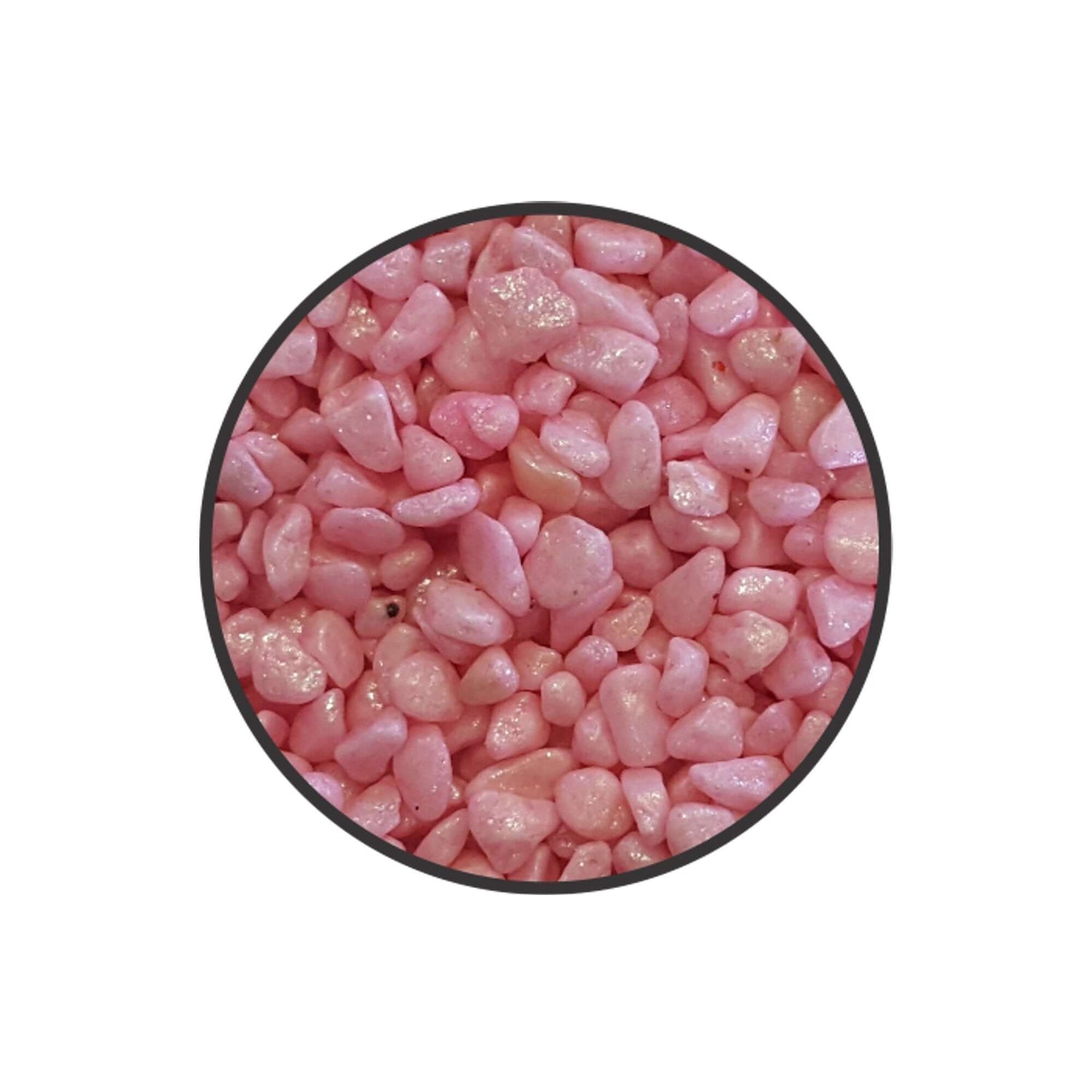 Pink smooth stones for aquariums, non-toxic, safe for fish and plants, 2.5mm grain size, 1kg packaging.