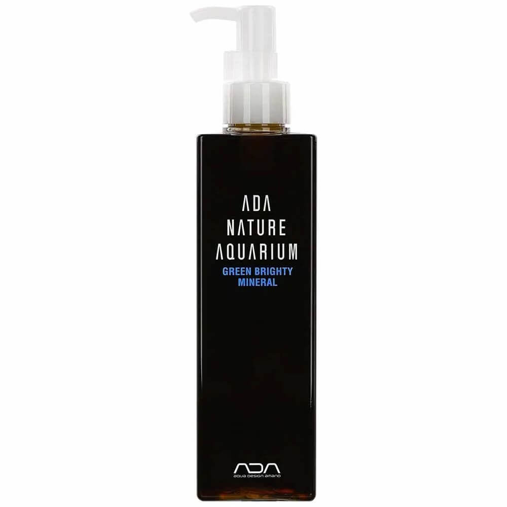 ADA Green Brighty Mineral 300ml liquid fertilizer for aquariums, promoting healthy plant growth and vibrant pigments.