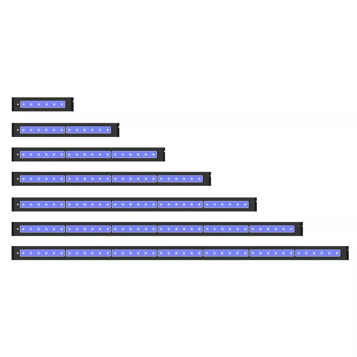 AI Blade Smart LED Strip Coral Grow showcasing various sizes for customizable aquarium lighting solutions.