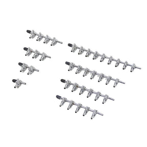 Set of metal control taps for airline tubing, designed for precise airflow control in aquariums and hydroponic systems.