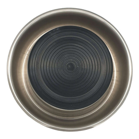 Top view of Anti-Ant non-slip silicone base dog bowl with stainless steel finish.