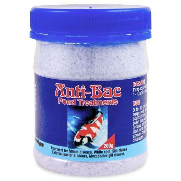 Anti-Bac General Pond Treatment 200g for treating slime disease and bacterial infections in ponds.