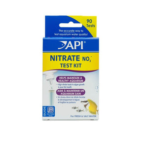 API Nitrate Test Kit for Fresh and Saltwater, 90 tests, ensures safe aquarium water quality and healthy fish.
