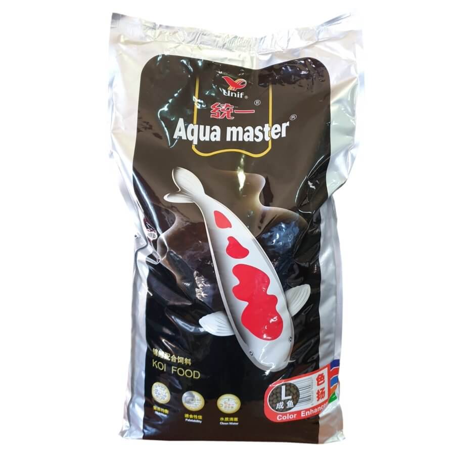 Aqua Master Koi Food Color Enhancer packaging designed to boost Koi fish color vibrancy and richness.