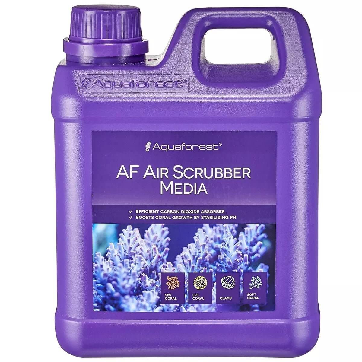 Aquaforest AF Air Scrubber Media 2L bottle for effective CO2 absorption and coral growth support in aquariums.