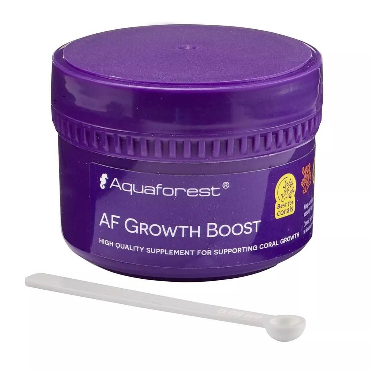Aquaforest AF Growth Boost 35g jar, a high-quality powdered amino acid supplement for coral growth enhancement.