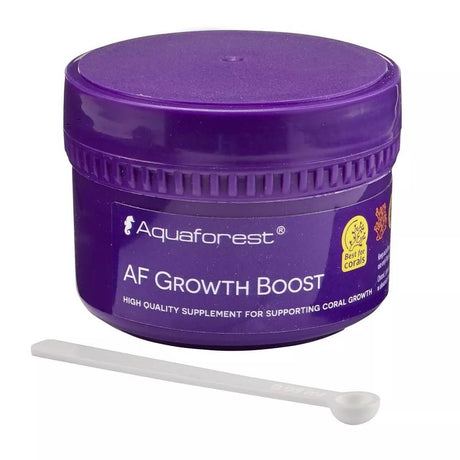Aquaforest AF Growth Boost 35g jar, a high-quality powdered amino acid supplement for coral growth enhancement.