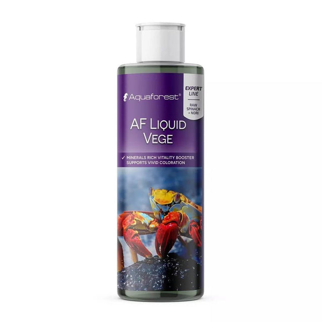 Aquaforest AF Liquid Vege 200ml bottle, nutrient-rich food for fish and corals, ideal for vibrant aquatic life.