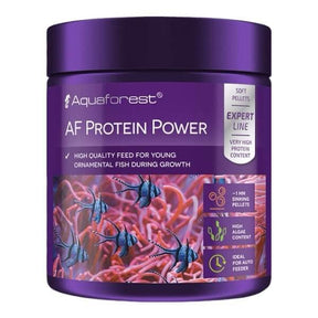 Aquaforest AF Protein Power 120g, high-quality feed for young ornamental fish, soft sinking pellets, enriched with natural ingredients.