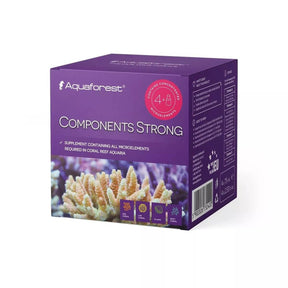 Aquaforest Component Strong kit packaging for coral growth supplement with microelements for reef aquaria.