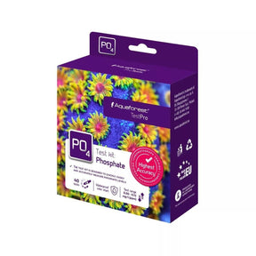 Aquaforest Phosphate PO4 Test Pro Kit packaging designed for accurate phosphate measurement in saltwater aquariums.