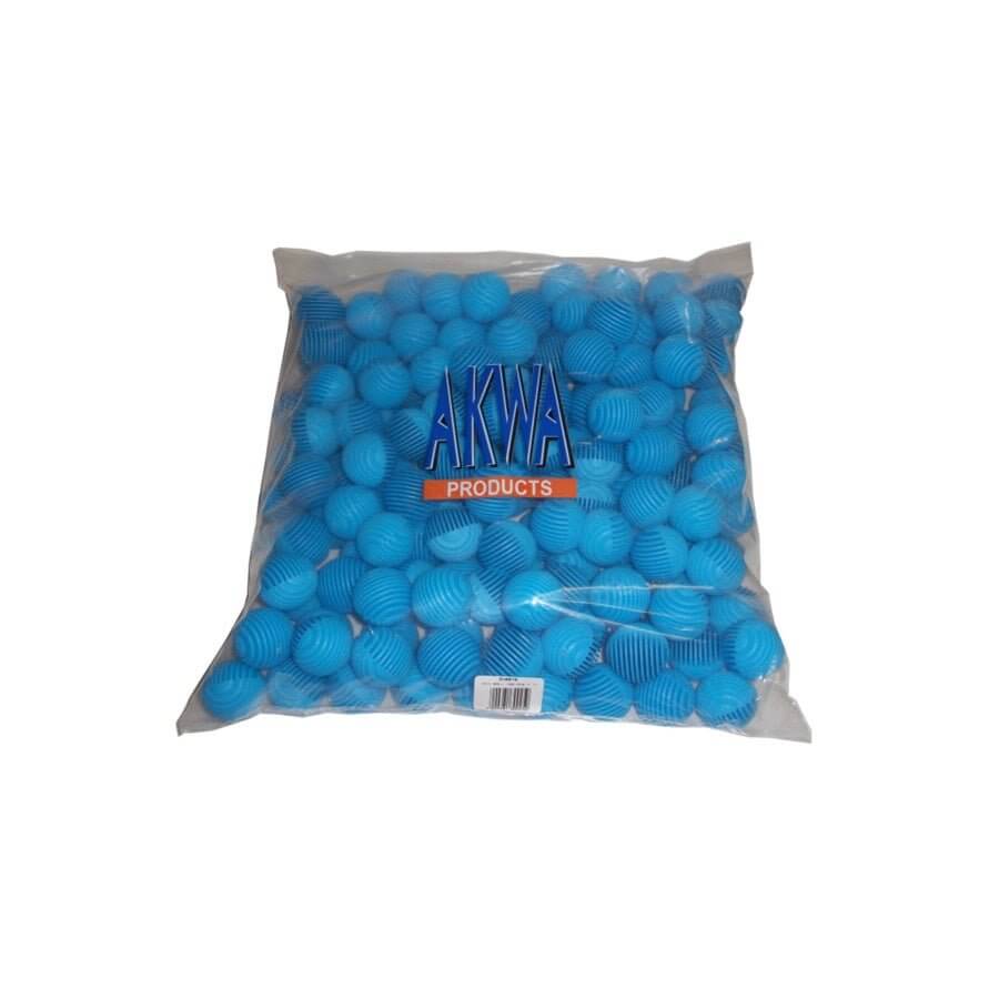 Blue Aquarium Bio Ball Filter Media in a clear bag for improved water clarity and beneficial bacteria growth.