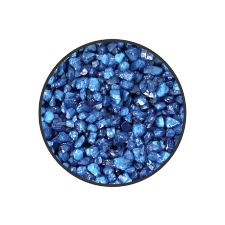 Blue colored gravel for aquariums, ideal for fish bowls, non-toxic and safe for aquatic life, 1kg packaging.