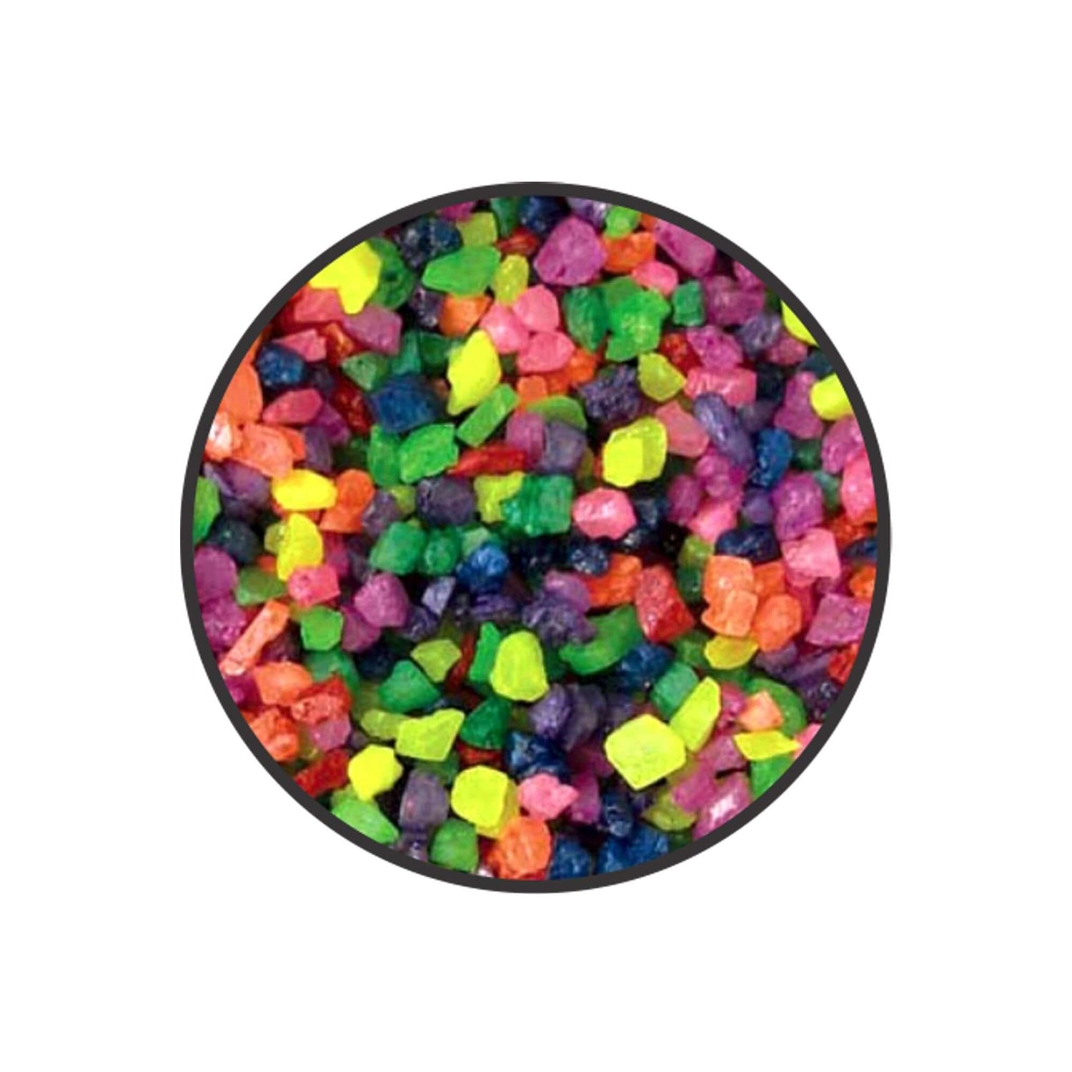 Vibrant aquarium colored gravel 1kg, non-toxic, safe for fish and plants, 2.5mm grain size for fish bowls and aquariums.