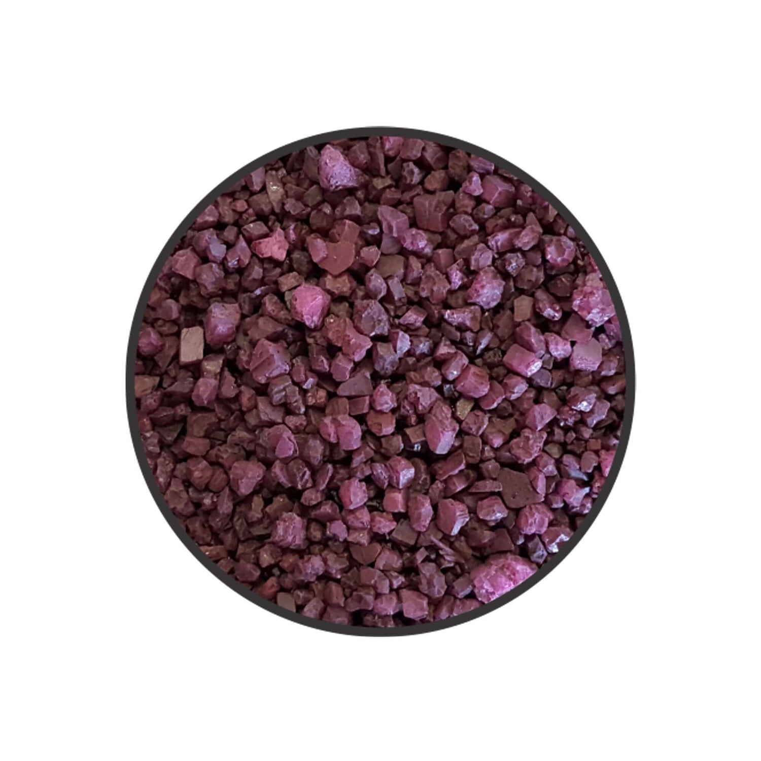Purple aquarium gravel, non-toxic, perfect for fish bowls and aquariums, 1kg packaging, grain size 2.5mm.